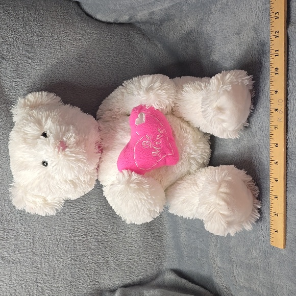 18" Valentines Day white bear very fluffy and soft - Picture 2 of 7